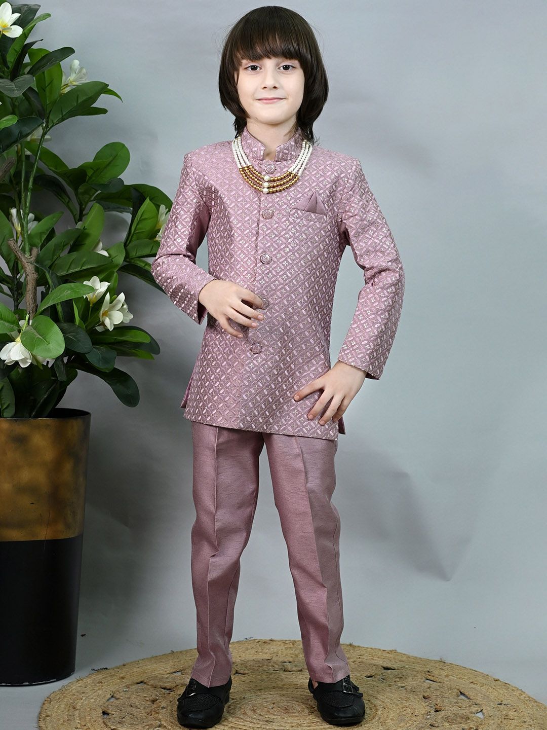 ahhaaaa Boys Jodhpuri Bandhgala Suit Set With Mala-picture-34