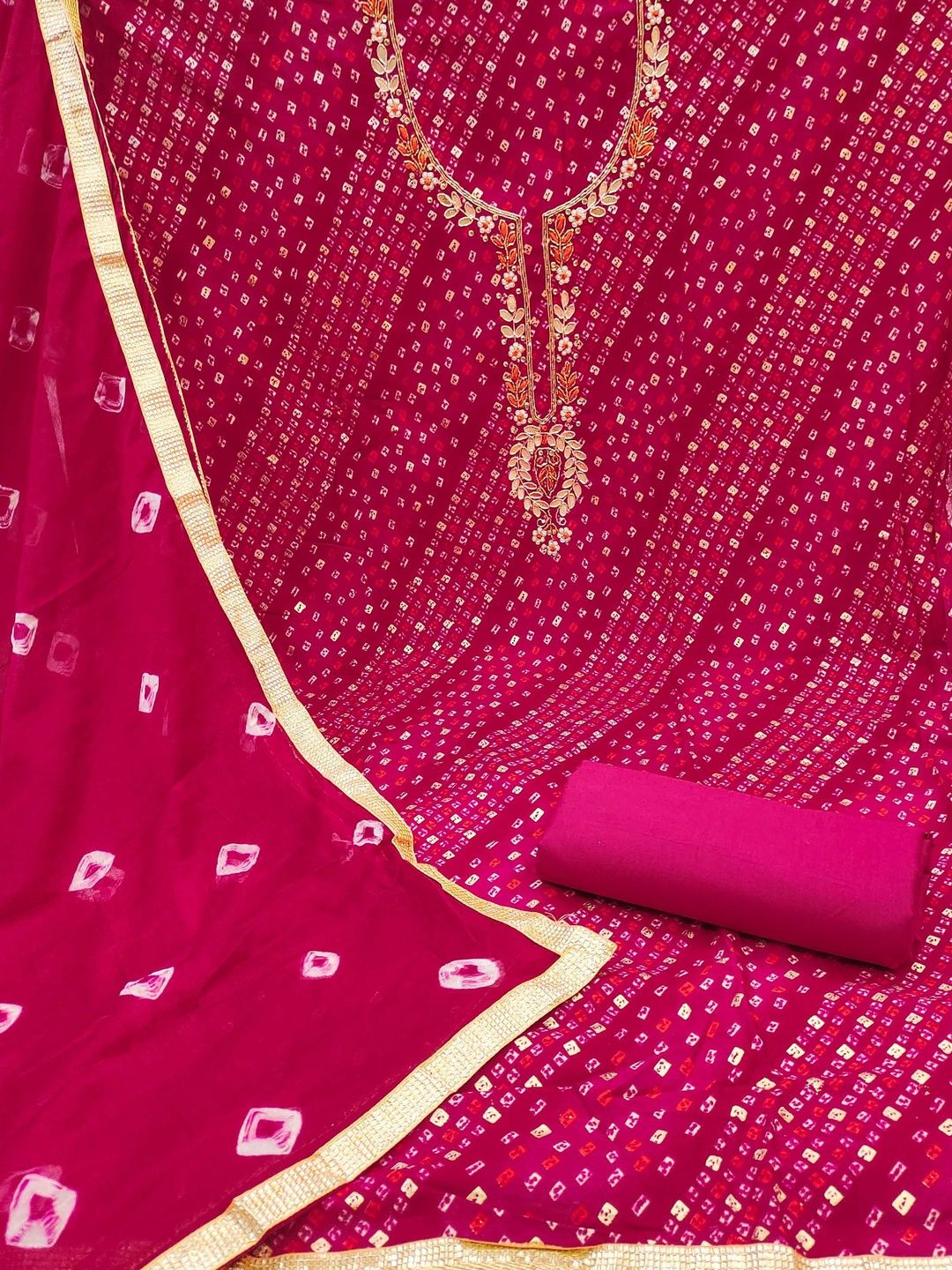 KALINI Embellished Unstitched Dress Material-image-9