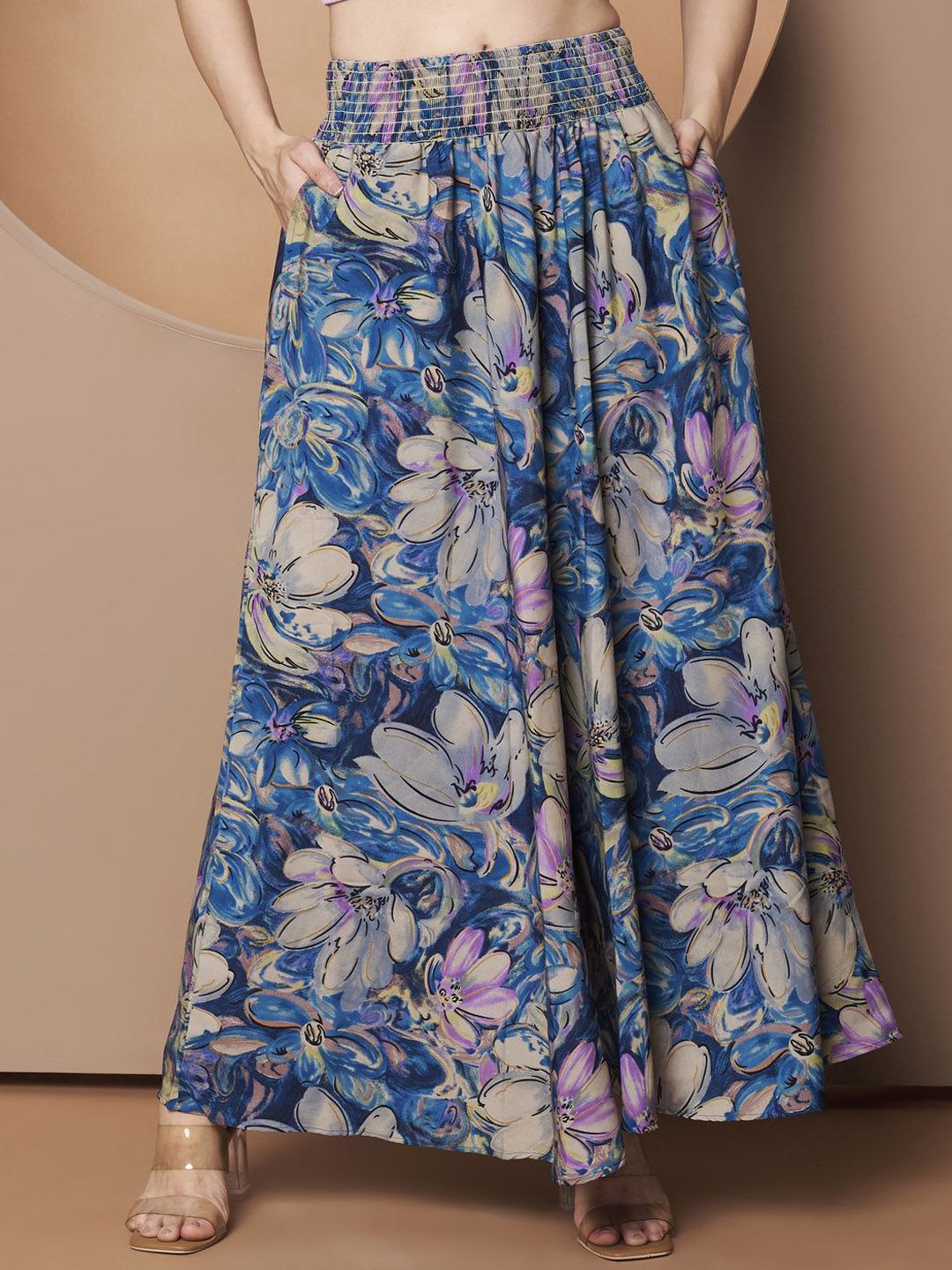 ZWERLON Floral Printed Flared Maxi Skirt-picture-22