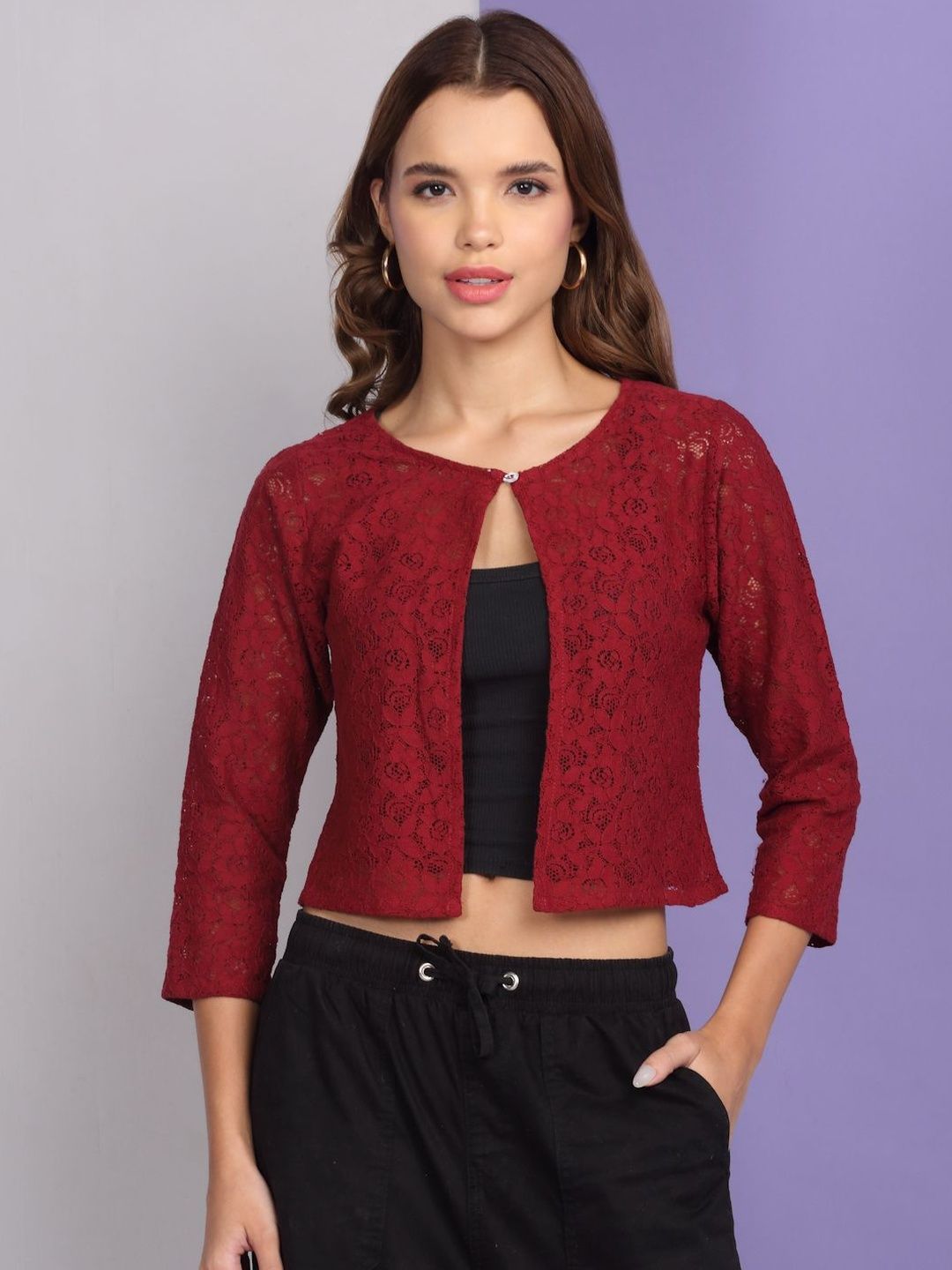 SZN Women Crop Single Button Shrug-picture-33