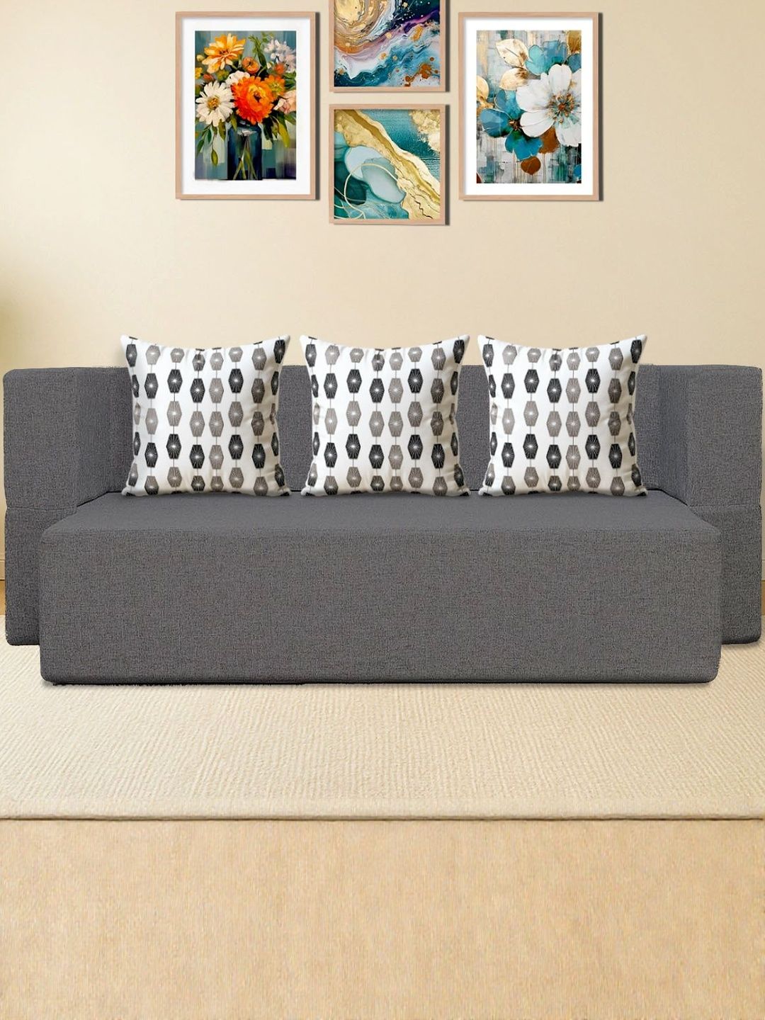 Clex Grey Solid Multi-Purpose Perfect for Small Spaces Sofa Cum Bed-picture-15