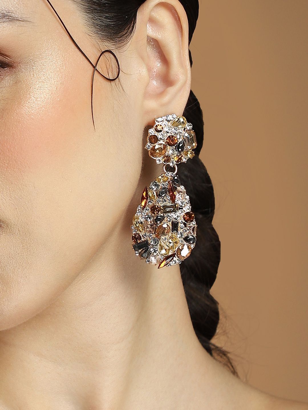 SOHI Women Contemporary Cristal-Cluster Drop Earrings-picture-50