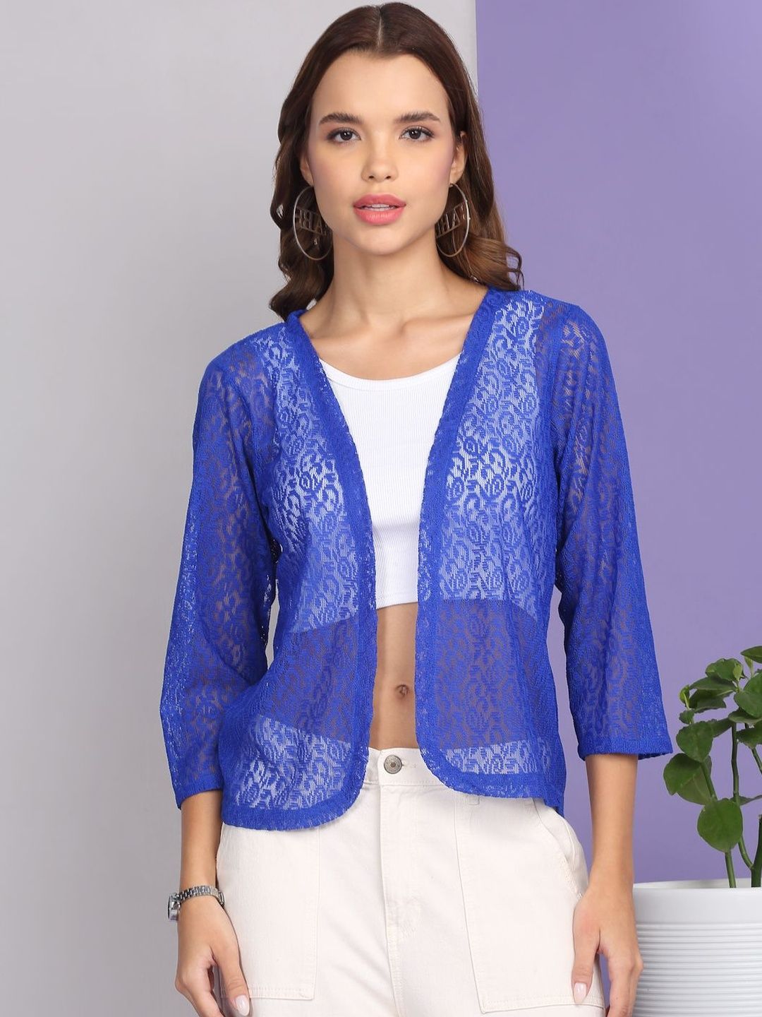 SZN Women Blue Open Front Shrug-picture-41