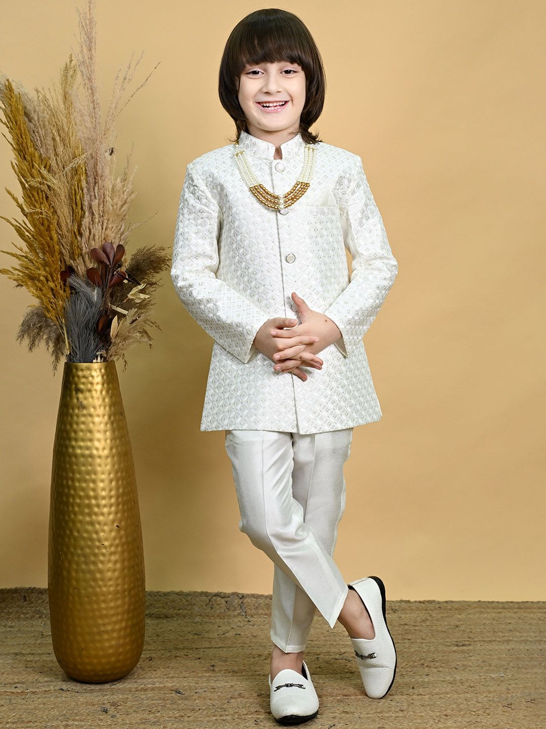 ahhaaaa Boys Jodhpuri Bandhgala Suit Set With Mala-picture-36