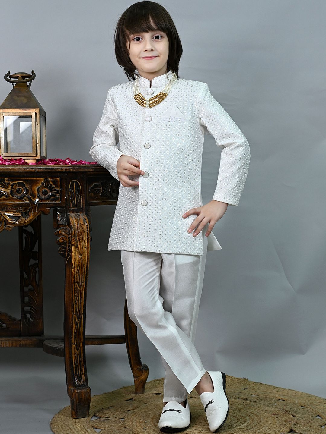 ahhaaaa Boys Jodhpuri Bandhgala Suit Set With Mala-picture-21