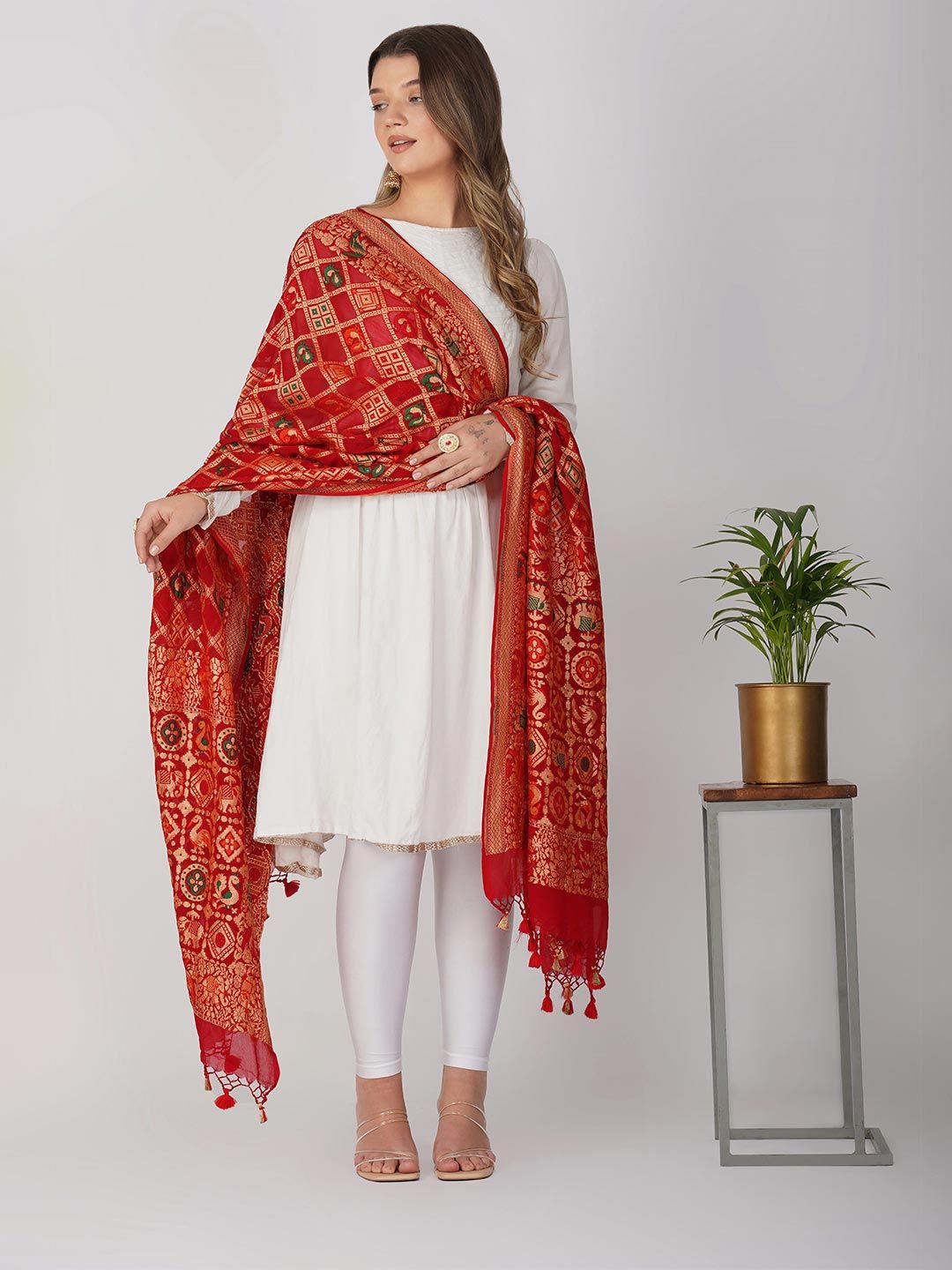 Zal from Benaras Ethnic Motifs Woven Design Pure Silk Banarasi Dupatta-picture-58