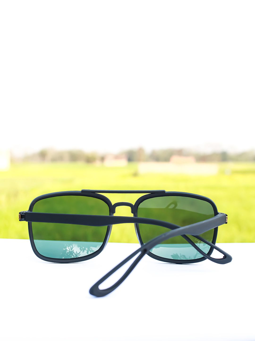 Jiebo Men Green Lens & Black Square Sunglasses with-image-32
