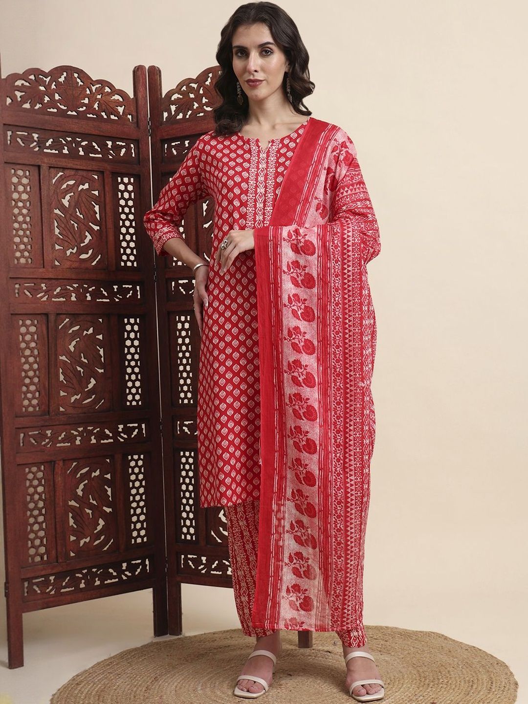 KALINI Women Floral Printed Regular Kurta with Trousers & Voile-picture-35