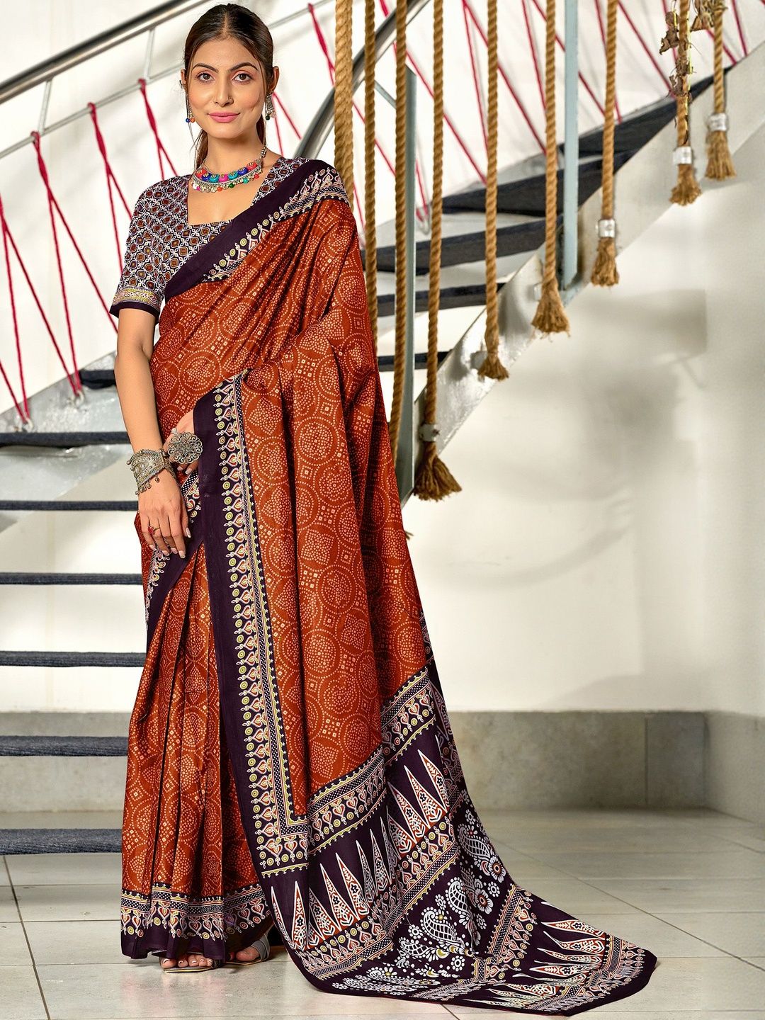 Moda Rapido Women Ethnic Print Cotton Saree-picture-17