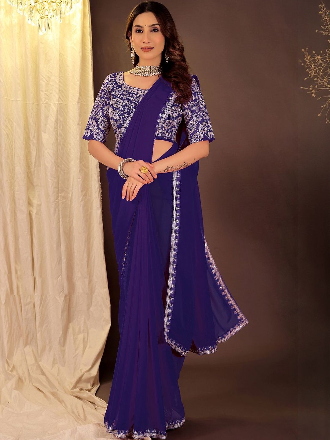 Moda Rapido Women Embellished Pure Georgette Saree-picture-19