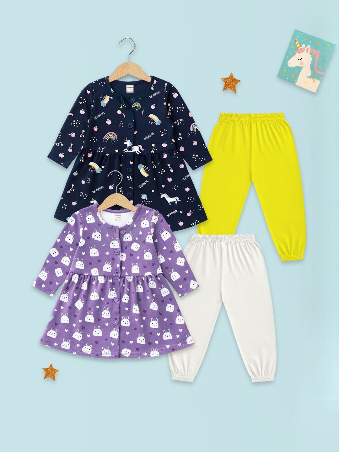 KUCHIPOO Girls Pack Of 2 Printed Cotton Clothing Set-picture-11