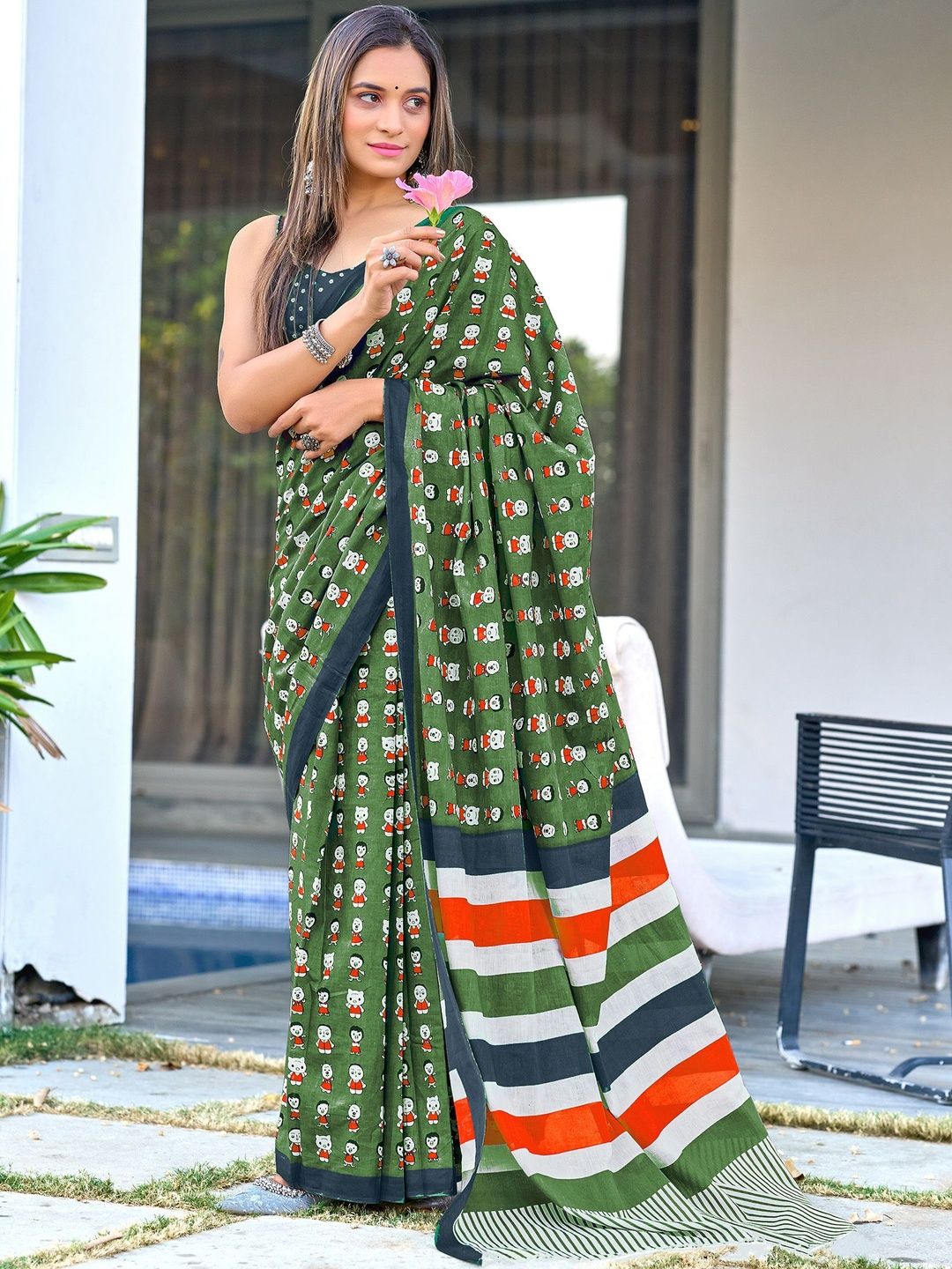 Moda Rapido Women Block Print Pure Cotton Saree-picture-28