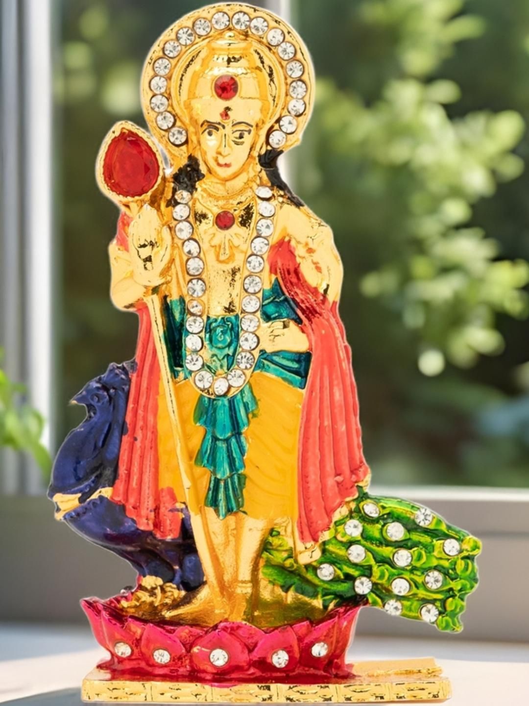Kulin Multicoloured Religious Lord Murugan Idol with Peacock Showpiece-picture-11