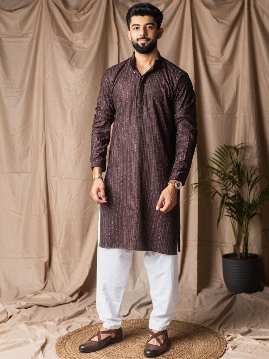 Rawayi Men Embroidered Regular Straight Kurta-picture-12