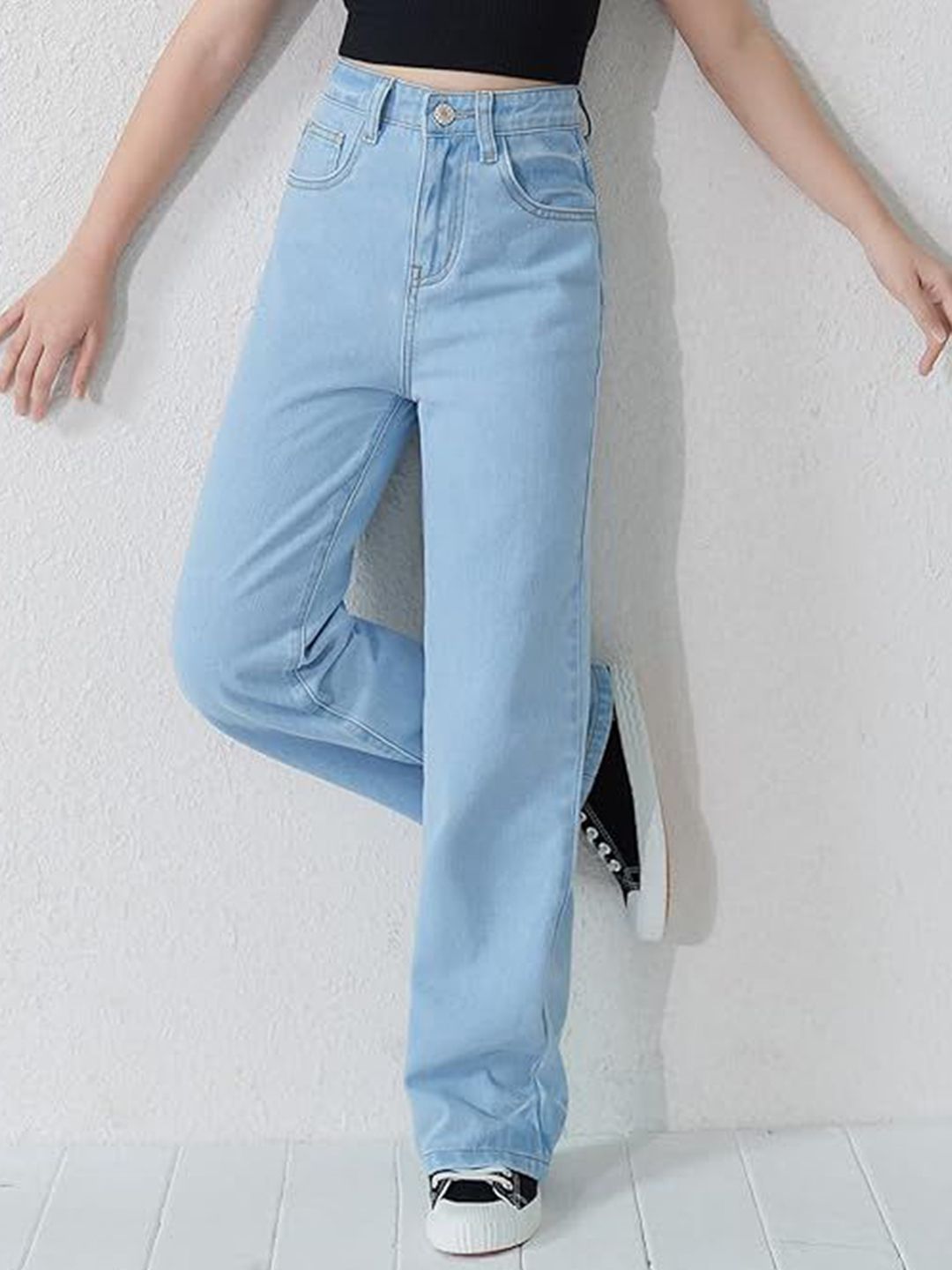 ADBUCKS Girls Wide Leg High-Rise Highly Distressed Stretchable Jeans-picture-10