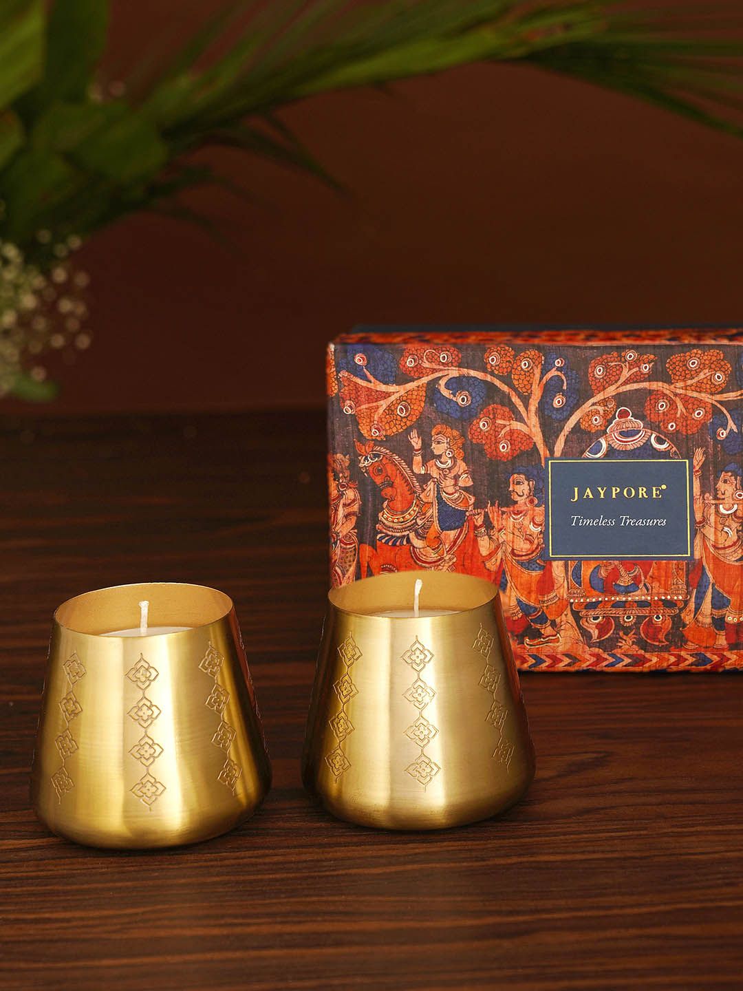 JAYPORE 2 Pieces Gold Metal And Soy Wax Votives Tea Light Candles-picture-57