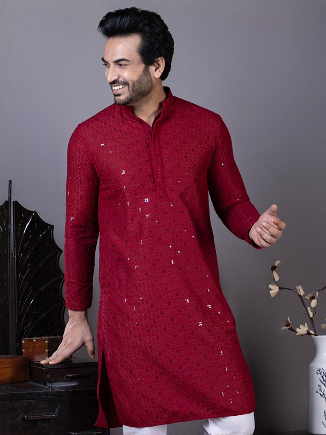 PulseIQ Men Embellished Sequinned Kurta-picture-39