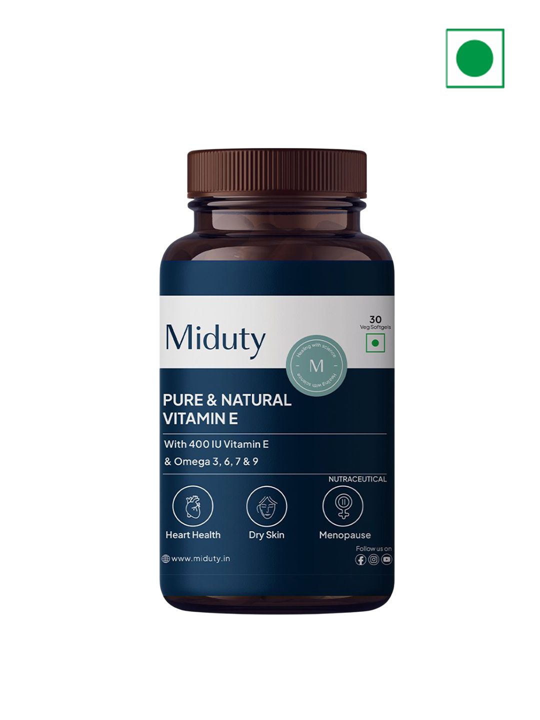 MIDUTY Pure Vitamin E - 30 Veg Softgels-image-1