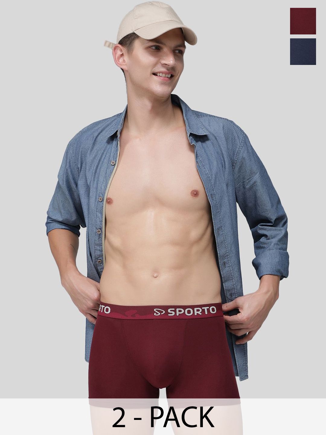 MACHO Sporto Pack Of 2 Assorted Short Trunks ASI089BTRNK-ASST-S-2PC-picture-37