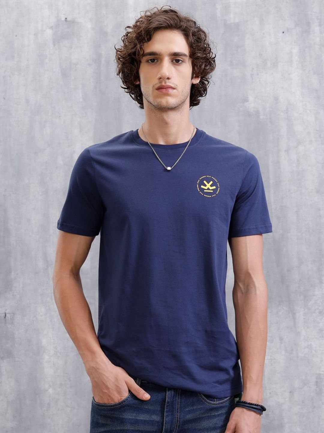 WROGN Round Neck Pure Cotton Slim Fit T-shirt-picture-19