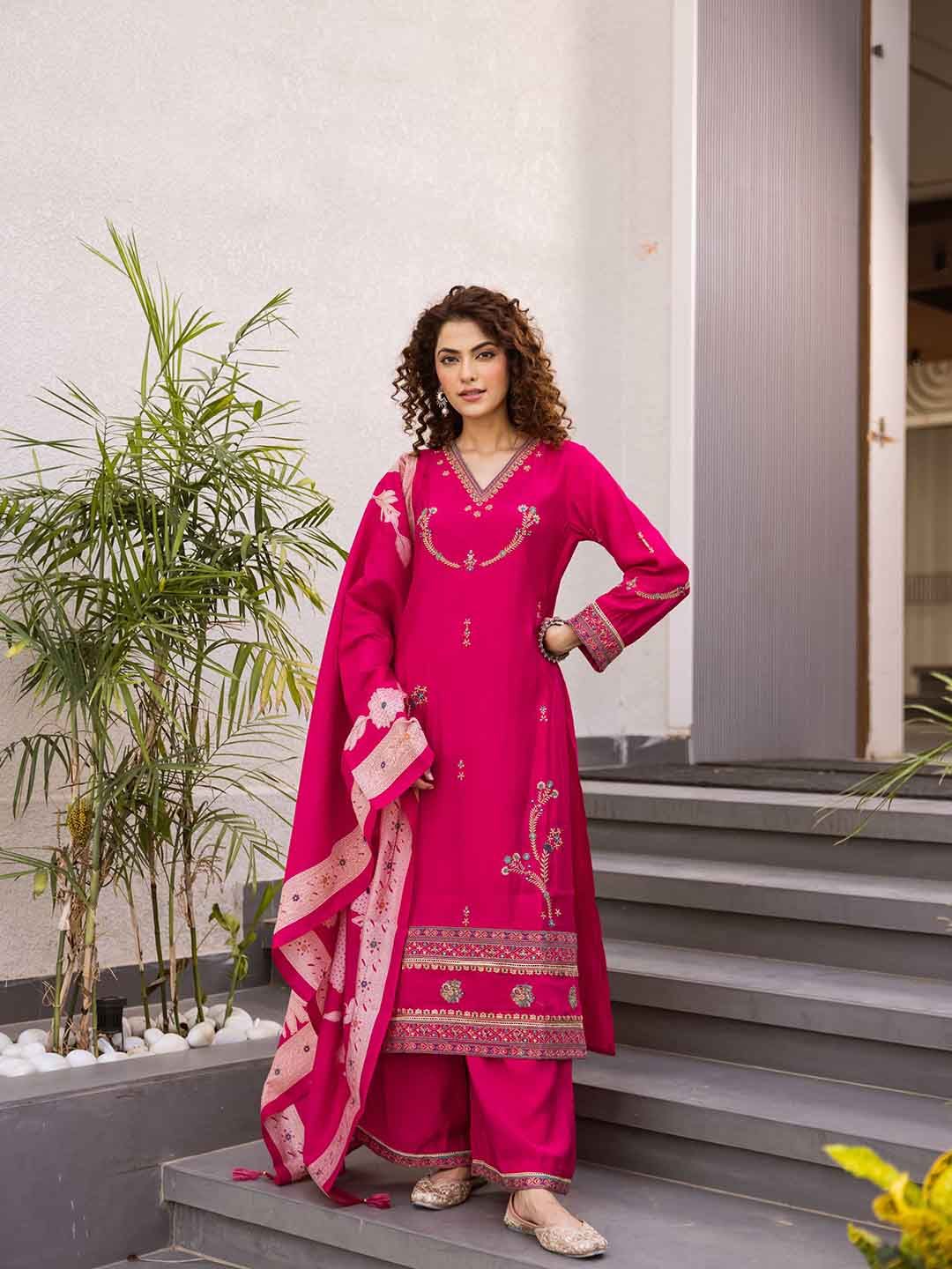 Women Ethnic Motifs Kurta with Palazzos & Dupatta
