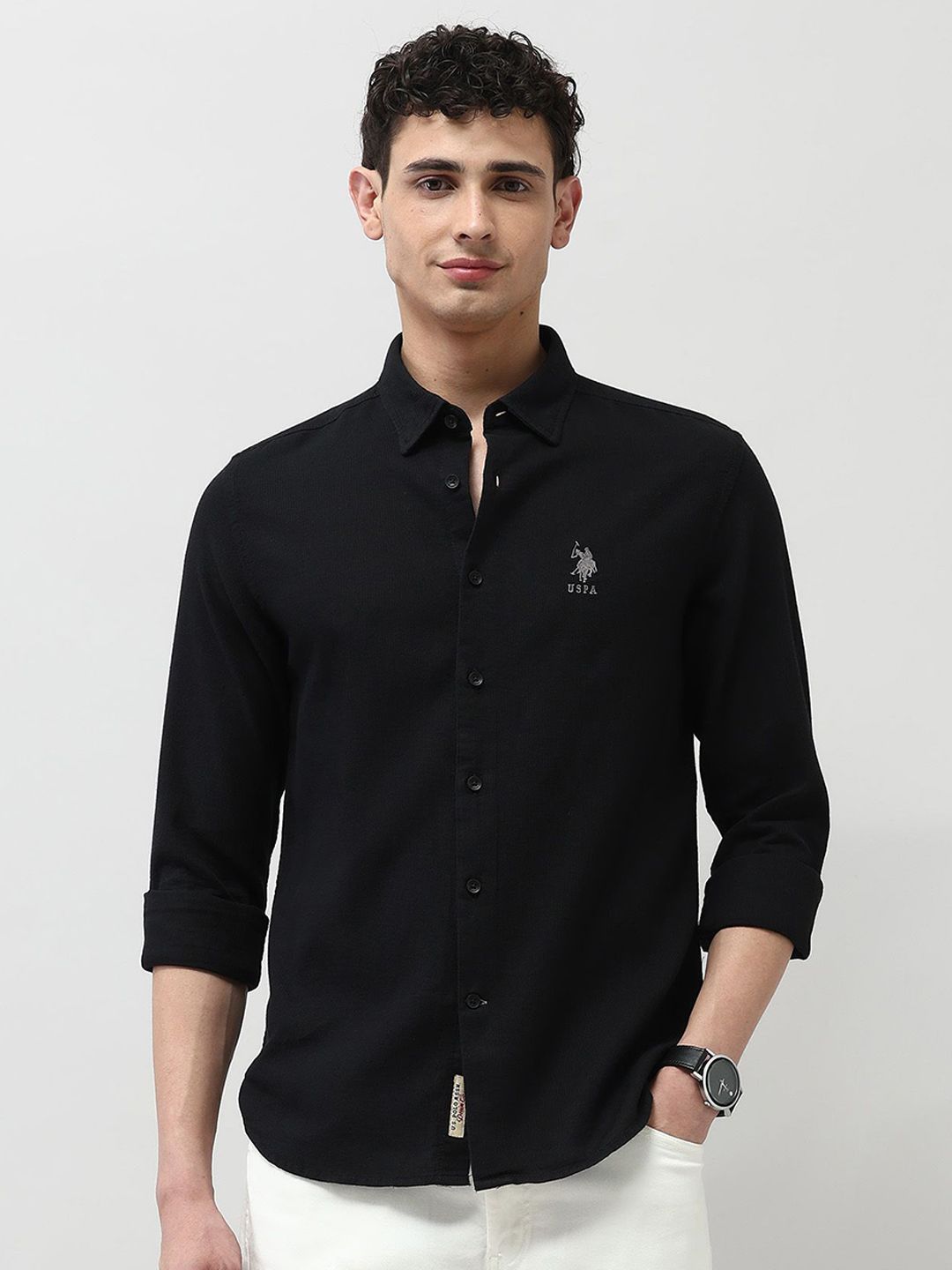 U.S. Polo Assn. Denim Co. Textured Slim Fit Pure Cotton Shirt-picture-34