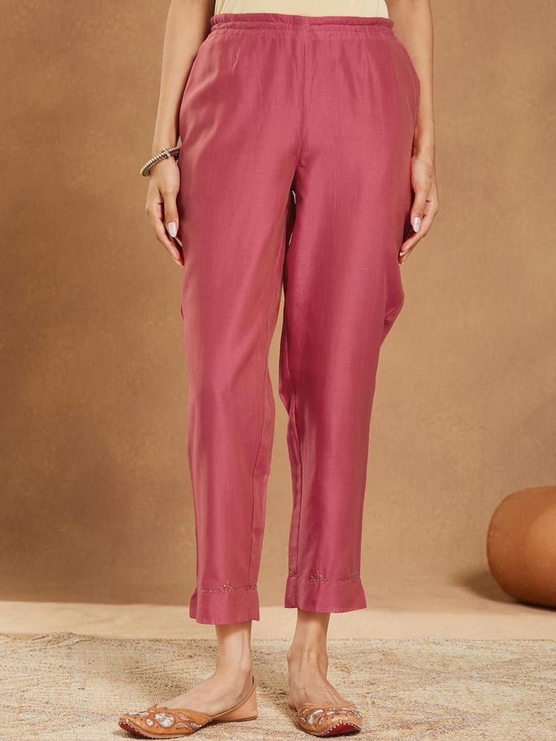 Fabindia Women Embroidered High-Rise Regular Fit Trousers-picture-41