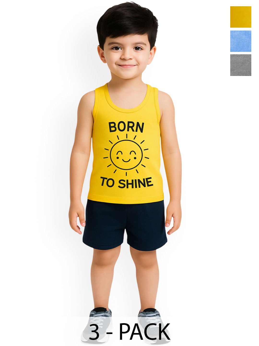 KidBee Kids Pack Of 3 Cotton Innerwear Vests-picture-25