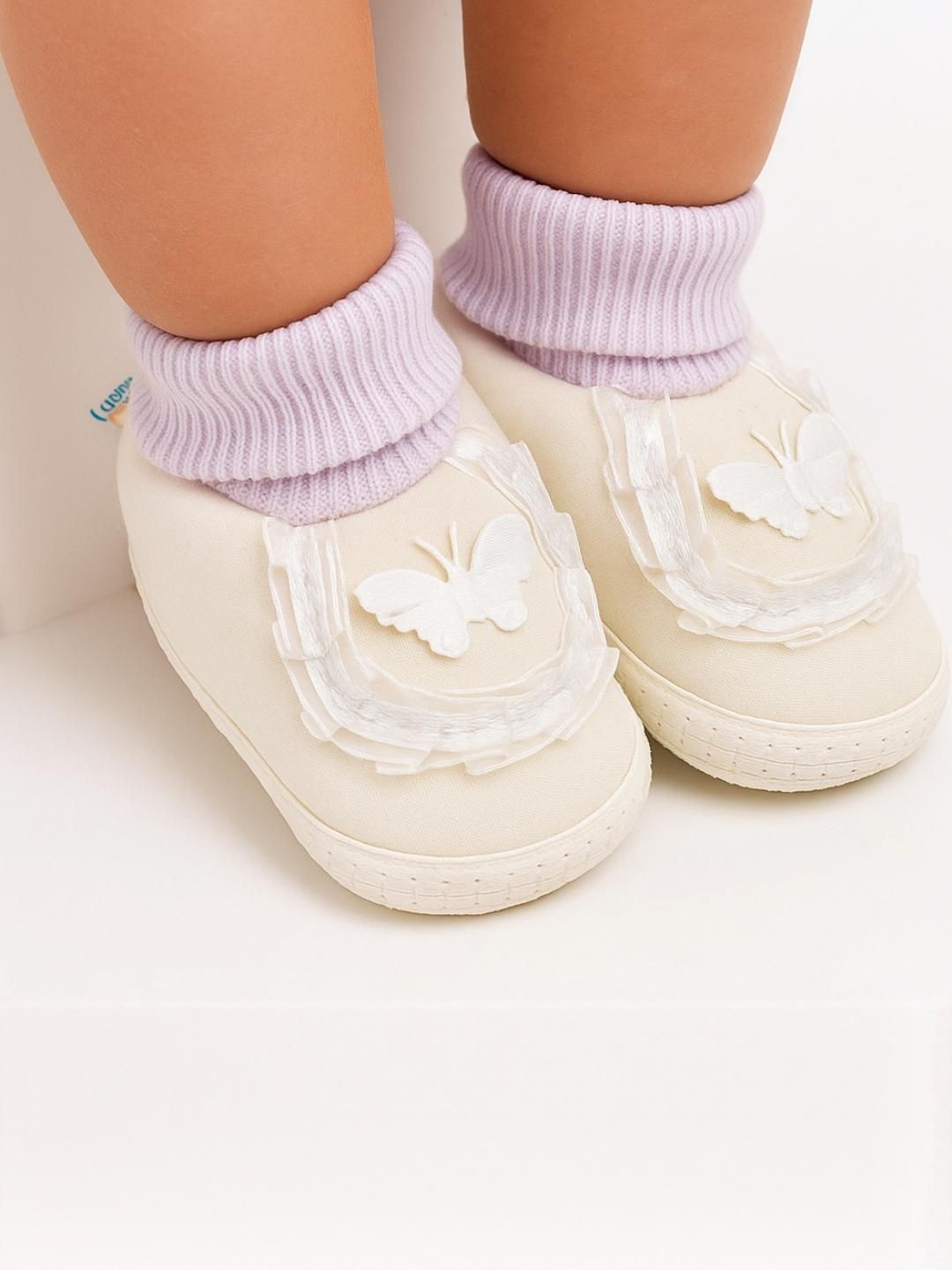 NESKA MODA Girls White Cotton Booties-picture-46