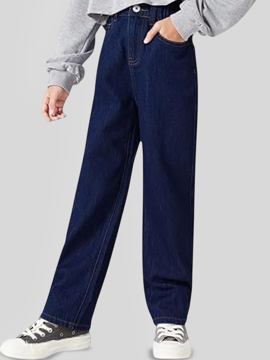 ADBUCKS Girls Wide Leg High-Rise Stretchable Cotton Jeans-picture-27