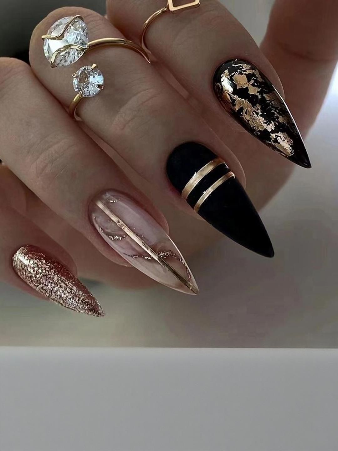STYFY Set Of 24 Stick On Artificial Nails With Nail Buffer & Stick - Phantom's Kiss-picture-23