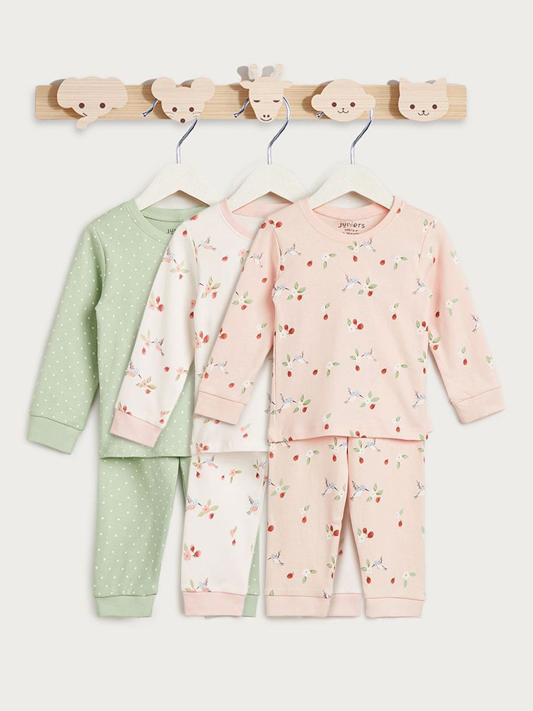 Juniors by Babyshop Girls Pack Of 3 Printed Round Neck Pure Cotton T-shirt And Pyjamas-picture-47