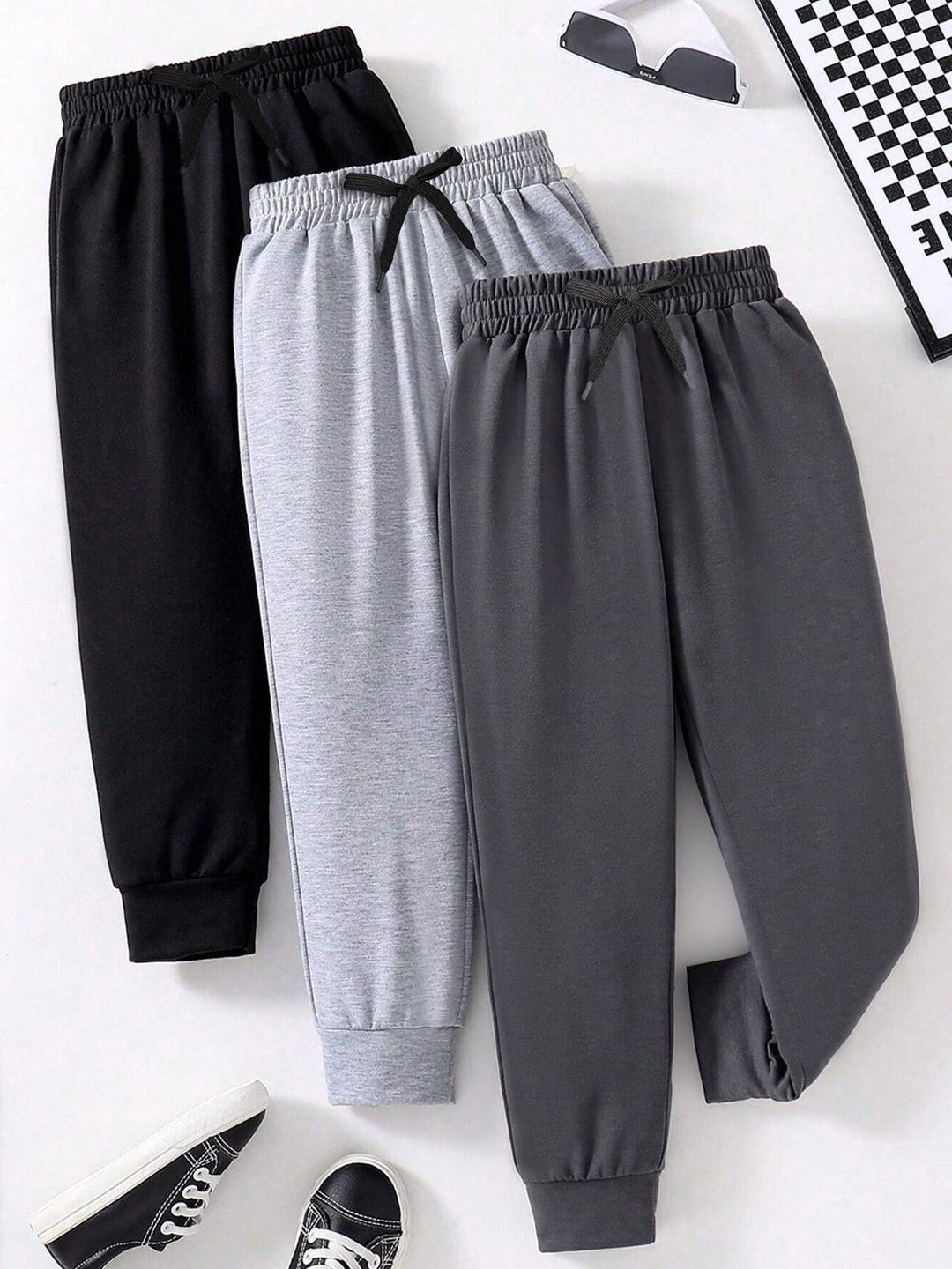 YK X Trampoline Kids Pack of 3 Mid Rise Joggers-picture-21