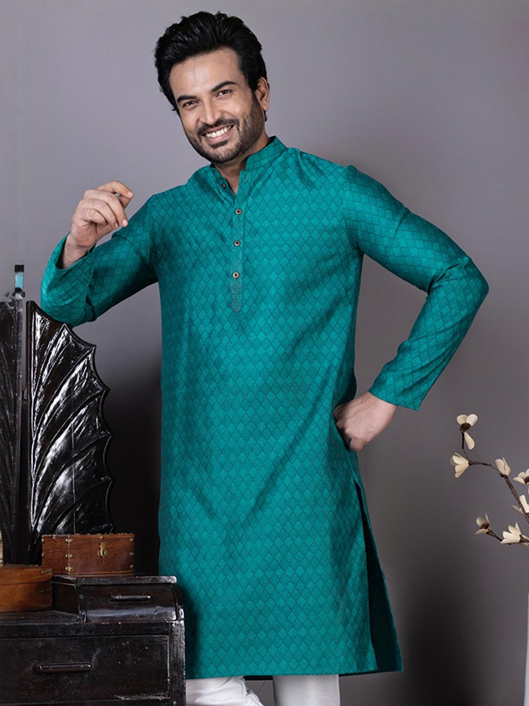 PulseIQ Men Jacquard Kurta-picture-33