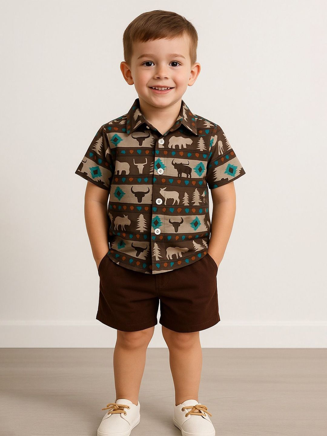 SHREE VANKIYA HANUMANJI FASHION Boys Printed Shirt with Shorts-picture-35