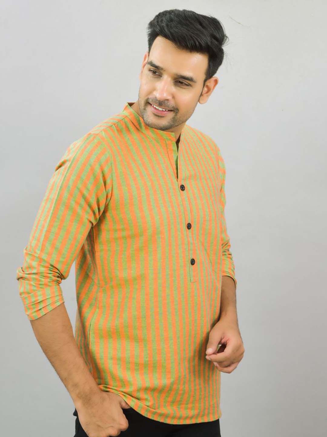 Anouk Rustic Men Striped Cotton Straight Short Kurta-picture-10