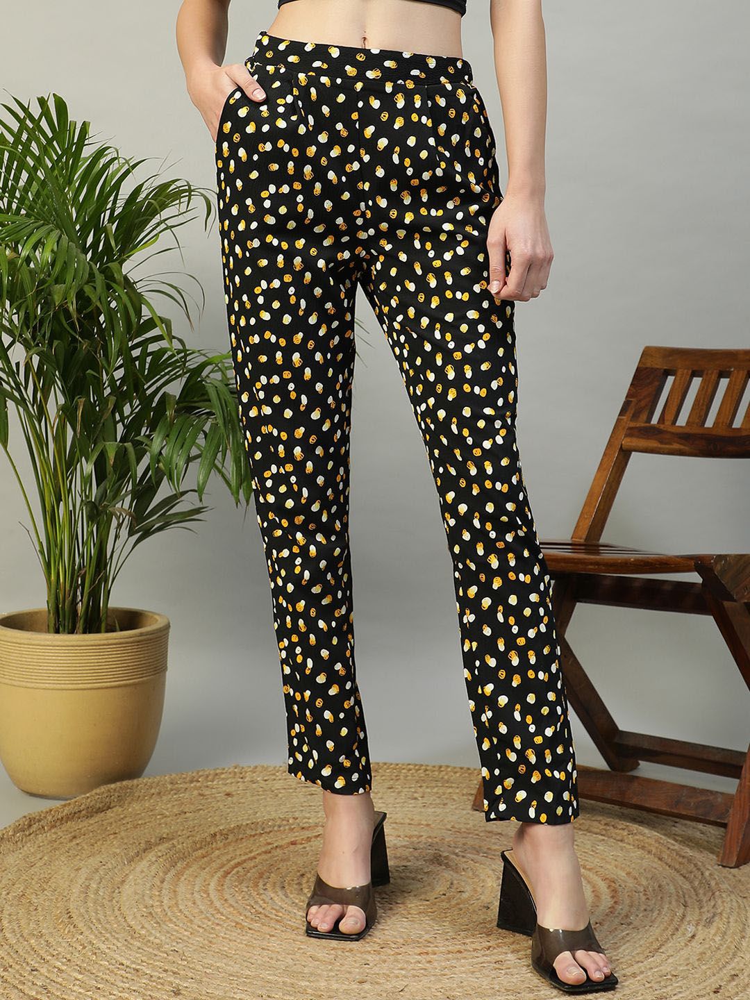 Oxolloxo Women Printed Original Slim Fit Trousers-picture-17