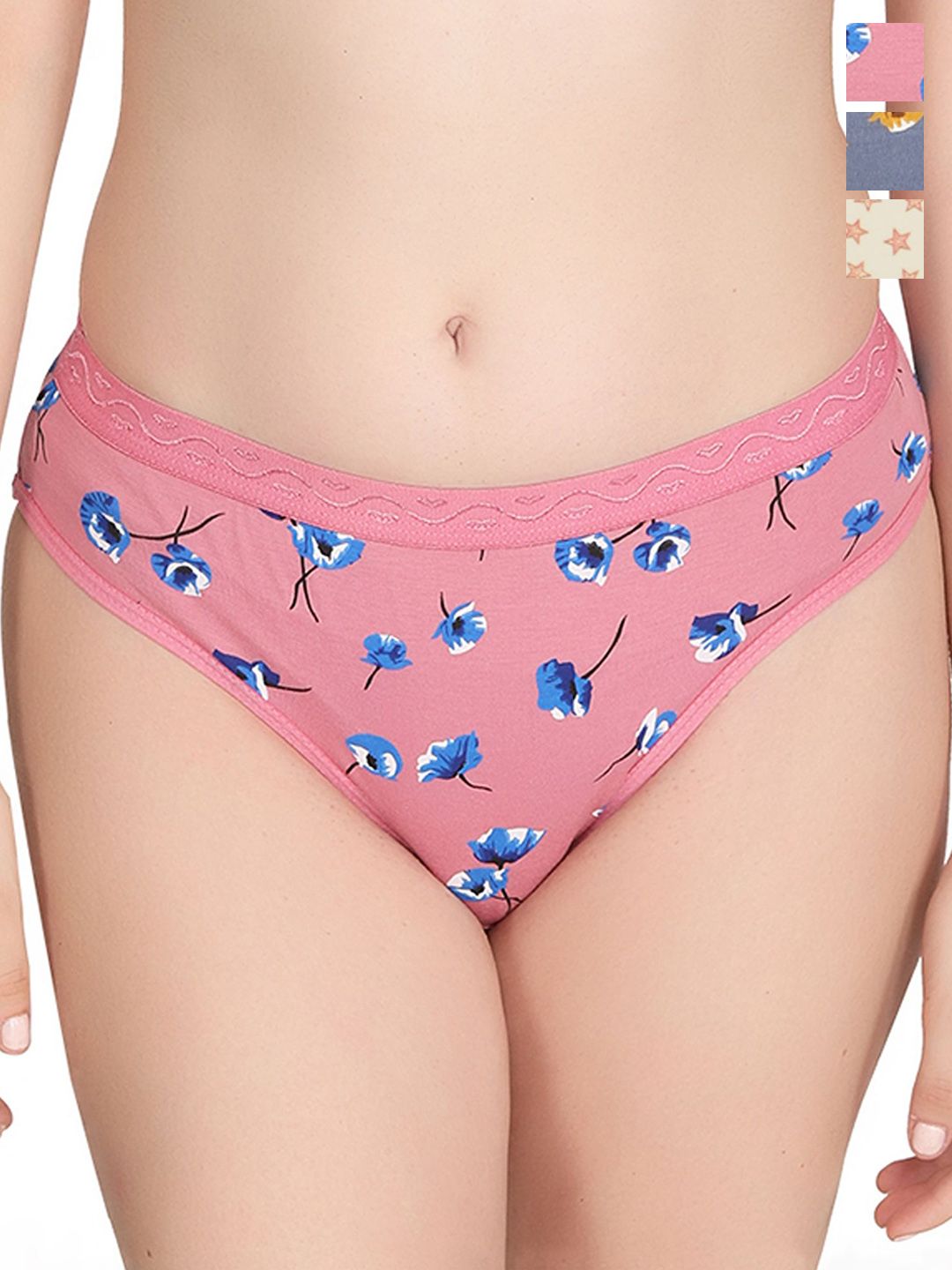 Liigne Pack Of 3 Printed Pure Cotton Mid-Rise Hipster Briefs VCPPC4586-XS-picture-25