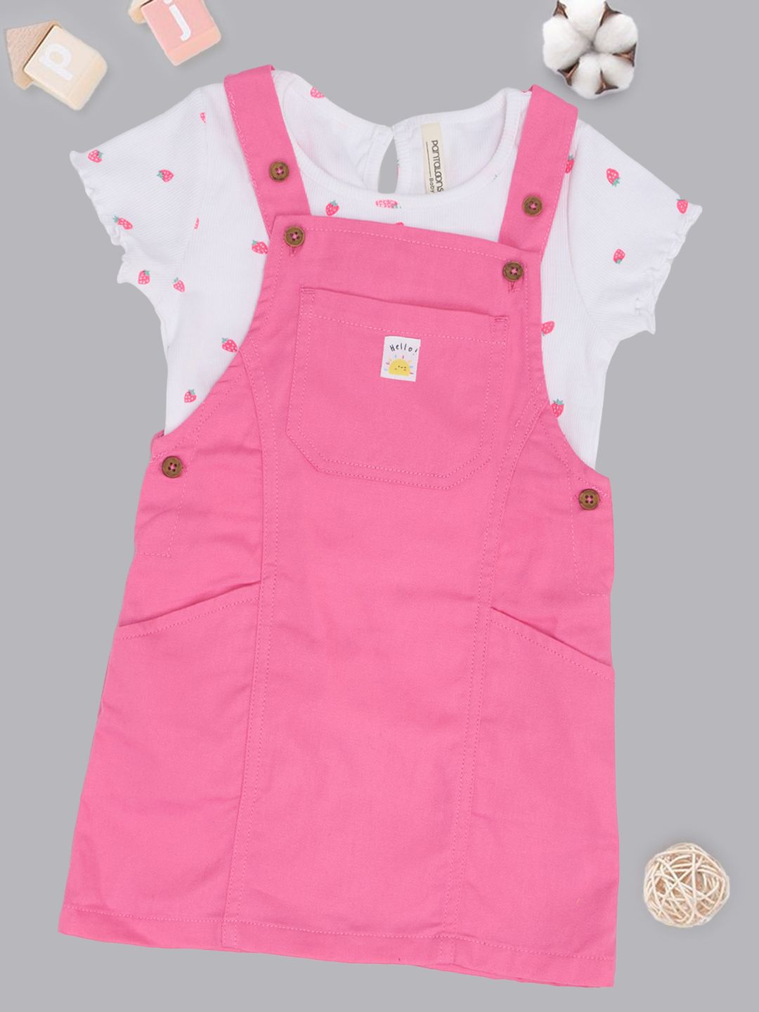 Pantaloons Baby Girls Dungarees With T-Shirt-picture-30