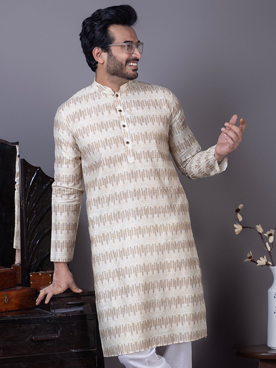 DEVOILER Embellished Cotton Silk Sequinned Straight Kurta-picture-38