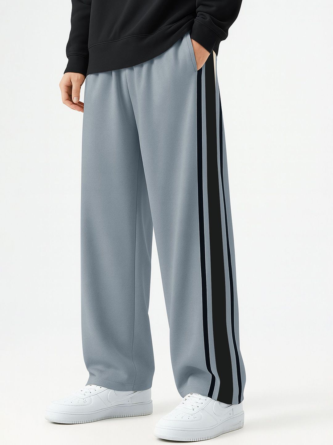 Maniac Men colorblocked Cotton Baggy-Fit Mid-Rise Track Pants-image-32