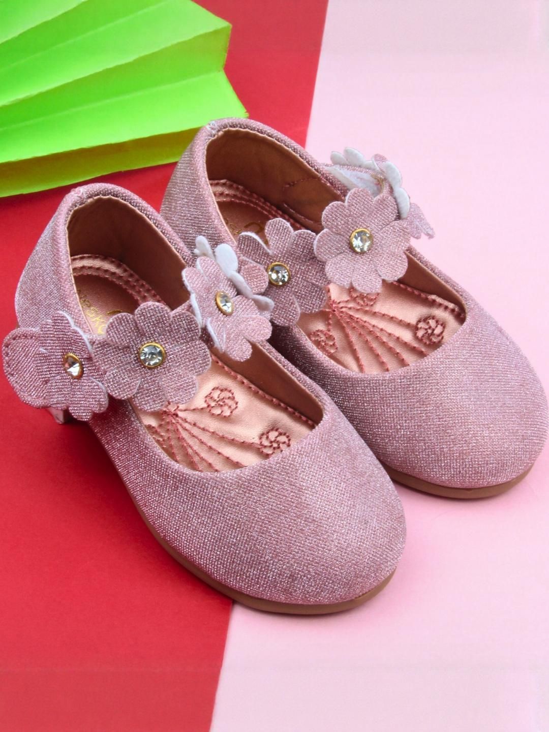 NESKA MODA Girls Pink Synthetic Leather Floral Applique Booties-picture-51