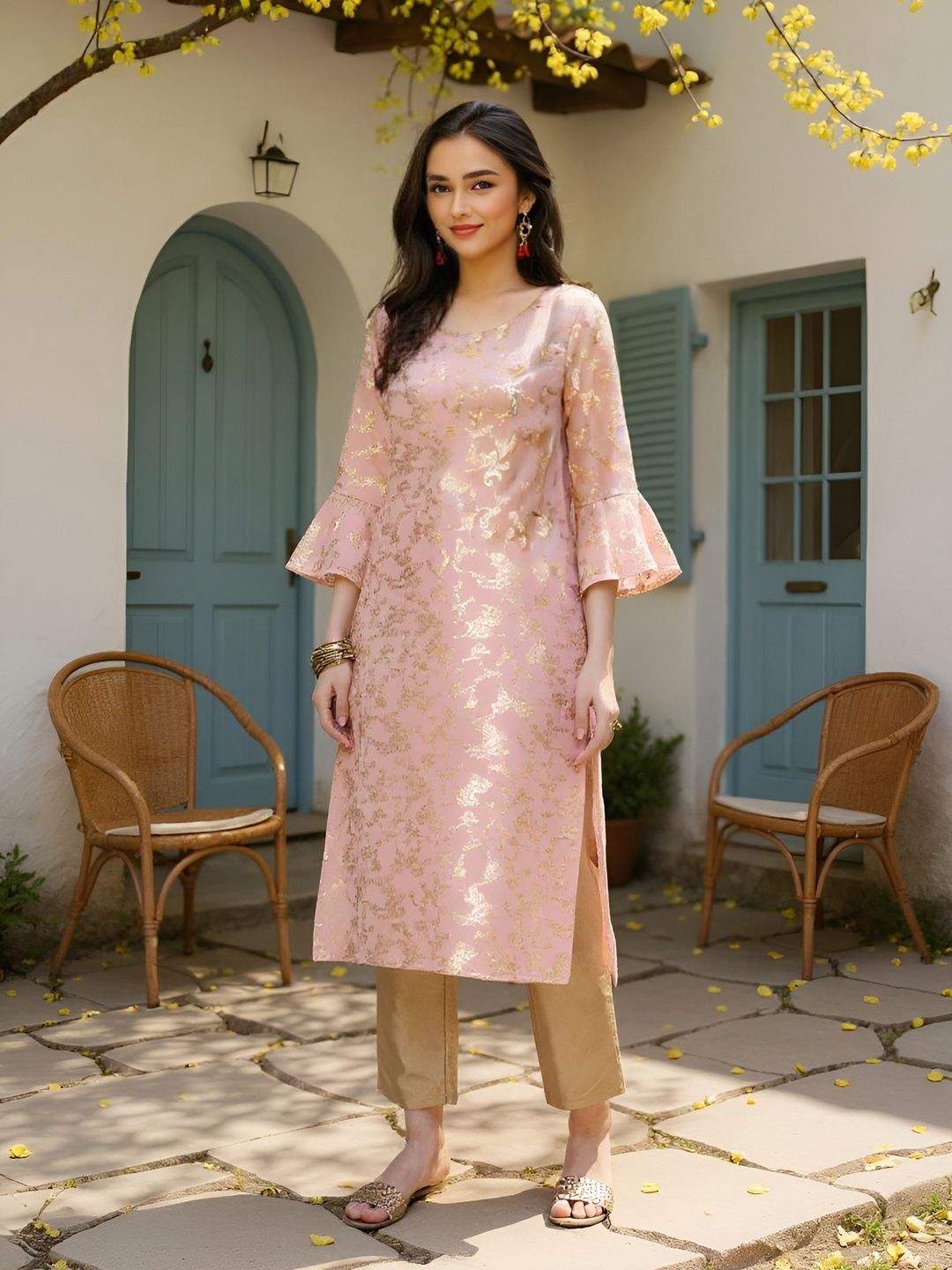 SZN Women Floral Printed Regular Kurta with Trousers