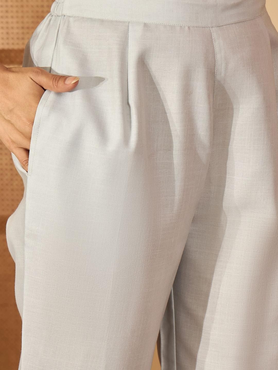 Sangria Floral Placement Printed Pure Cotton Tunic & Trousers Co-Ord Set-picture-33