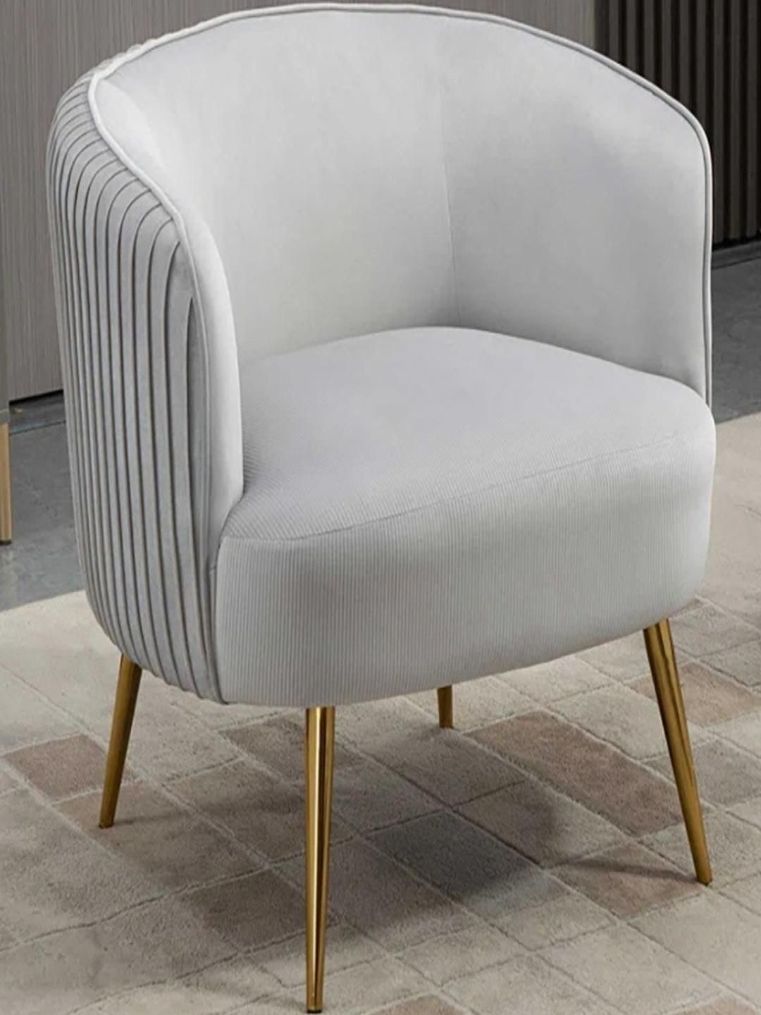 DOE BUCK Golden & Grey Wooden Barrel Lounge Cushion Arm Chair