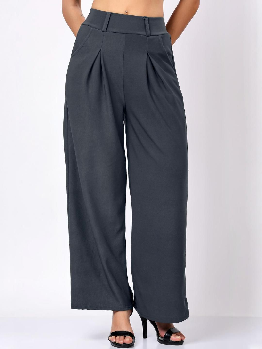 Stem Rope Women Grey Cotton Mid-Rise Korean Pants-picture-20