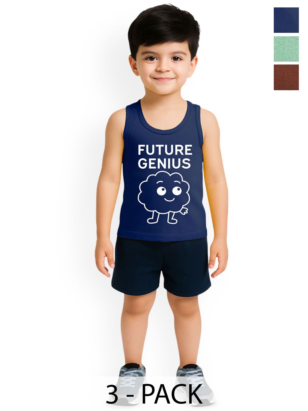 KidBee Kids Pack Of 3 Cotton Innerwear Vests-picture-30