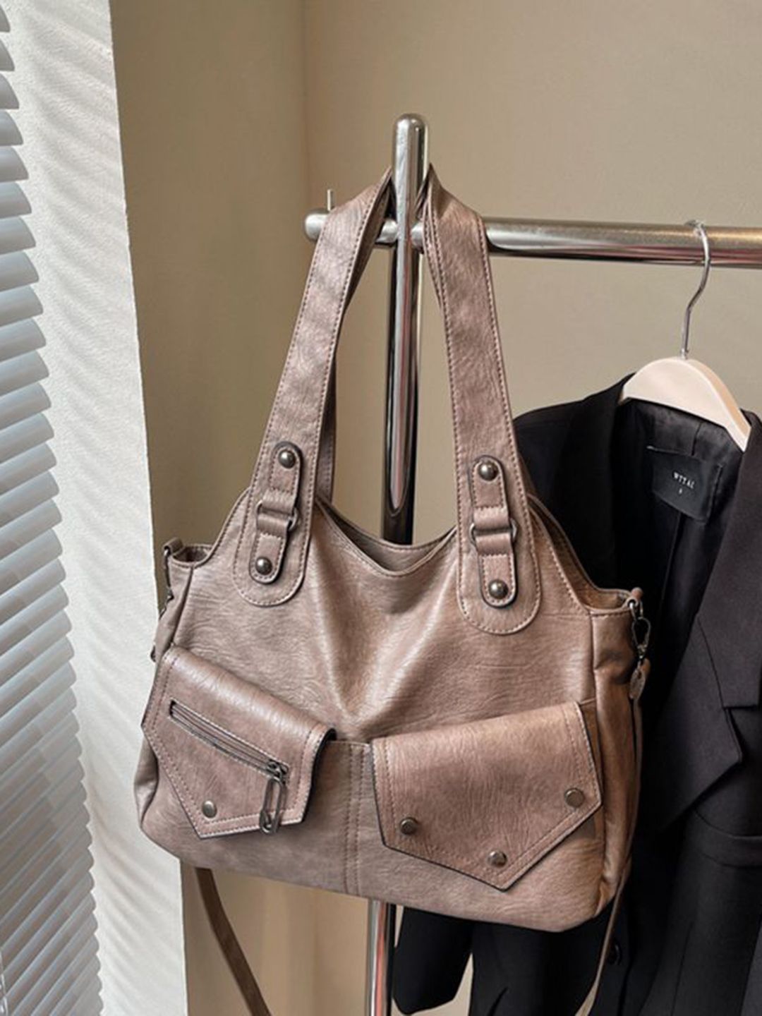 CORSICA Women Solid Structured Zip Detail Shoulder Bag-picture-37