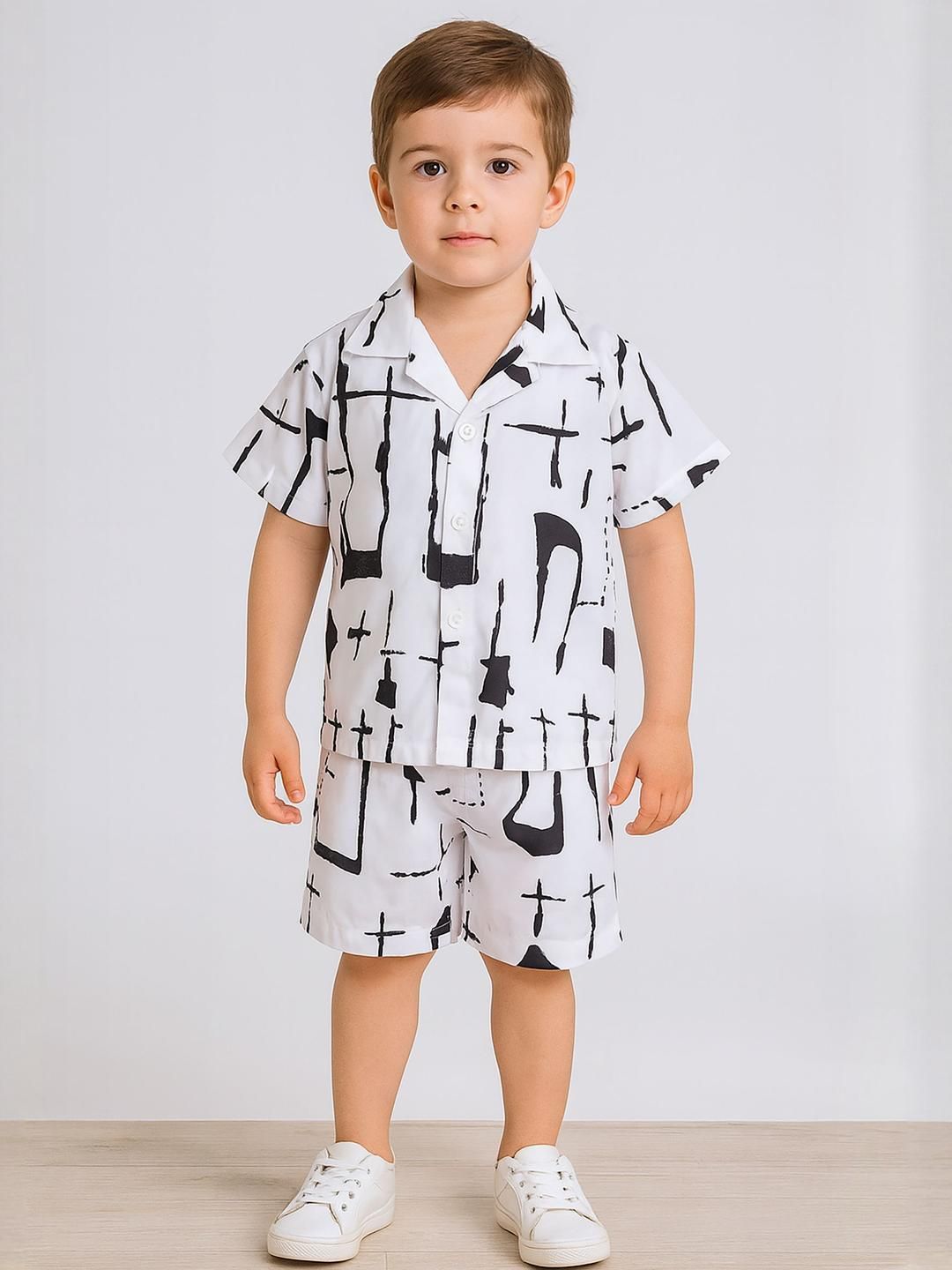 Ministitch Boys Printed Cotton Shirt With Shorts Clothing Set-picture-15