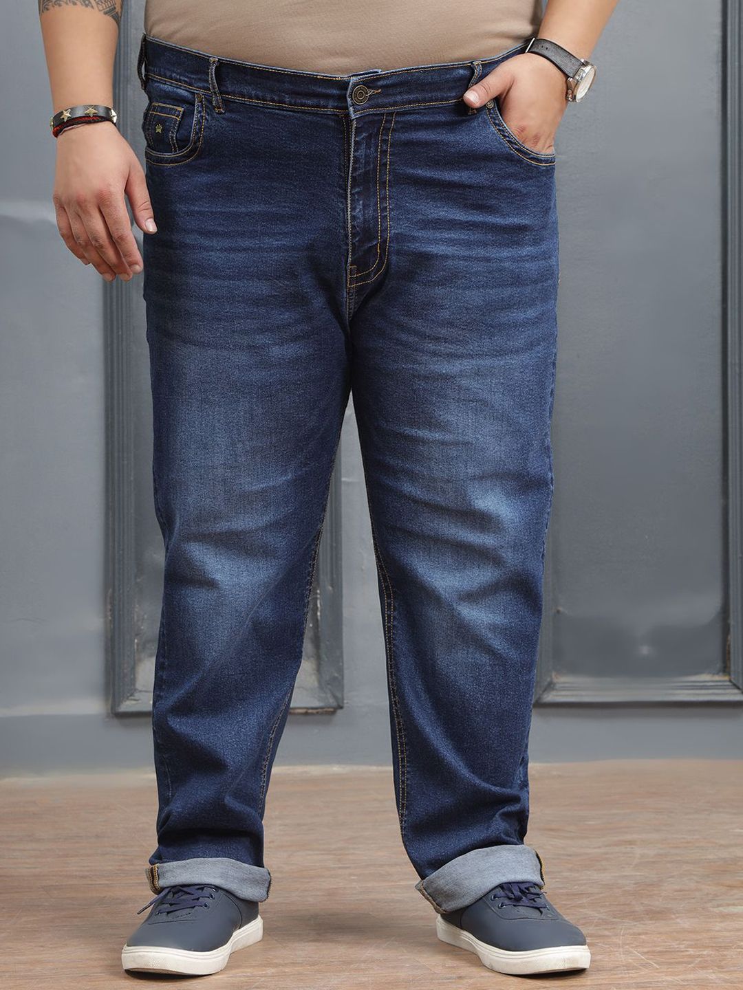 John Pride Men Plus Size Regular Fit Mid-Rise Light Fade Stretchable Jeans-picture-20